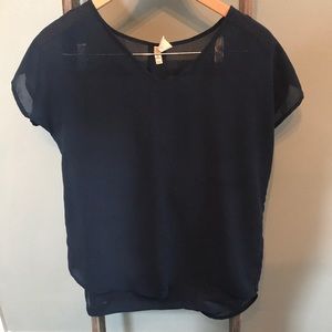 Navy blue sheer top
